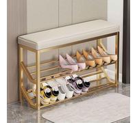 JAVPTAV Banco Zapatero con Estructura de Metal, Mueble Zapatero Delgado for Espacios pequeños, Banco de Entrada for Dormitorio o Extremo de Cama(E)