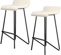 JAVPTAV Juego de 2 taburetes de Bar de Piel sintética con Respaldo y reposapiés, taburetes Altos for Pub, cafetería, hogar, Comedor, Cocina, Isla.(D,75CM)