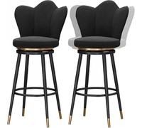 JAVPTAV Juego de 2 taburetes de Bar de Terciopelo, sillas giratorias de Altura de mostrador for Desayuno, taburetes de Hierro for Isla de Cocina, reposapiés cómodo, soportan hasta 150 kg.(Black,65cm)