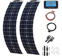 JAVPTAV Kit Flexible del Sistema del Panel Solar, módulo fotovoltaico monocristalino para la Carga de la batería 12-24V con el regulador de Carga 40A