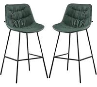 JAVPTAV Taburete de Bar de Altura de mostrador, taburetes de 76 cm de Alto con Patas de Metal y reposapiés, sillas de Bar de Piel sintética for Isla de Cocina o Desayuno(Green,2ps)