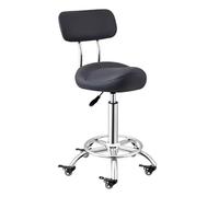JAVPTAV Taburete ergonómico con Respaldo y reposapiés for Uso en clínicas dentales y consultorios, Altura Ajustable de 50 a 70 cm, Silla de salón for Mayor Comodidad y Salud.(Black)