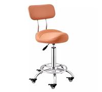 JAVPTAV Taburete ergonómico con Respaldo y reposapiés for Uso en clínicas dentales y consultorios, Altura Ajustable de 50 a 70 cm, Silla de salón for Mayor Comodidad y Salud.(Camel)