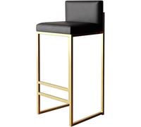 JAVPTAV Taburetes de Bar de 66/76 cm de Altura de mostrador con Respaldo bajo, tapizados en Piel sintética de Estilo Industrial. Sillas de Bar. Taburetes for Isla. Soporte.(Black-1ps,75cm)