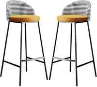 JAVPTAV Taburetes de Bar de Cuero sintético con Respaldo bajo y reposapiés, Silla Alta for Isla de Cocina, 26/30 Pulgadas(Orange-2ps,64cm)