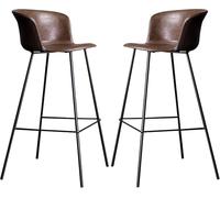 JAVPTAV Taburetes de Bar de Piel sintética, taburetes de Desayuno, sillas Altas de Bar for Isla de Cocina, Pub o Sala de Estar, Capacidad de 150 kg(Brown-2ps,75CM)
