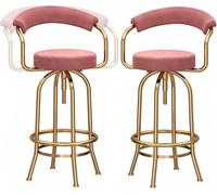 JAVPTAV Taburetes de Bar giratorios de 360 Grados con Respaldo, Modernos taburetes de Bar de Terciopelo for Isla de Cocina, taburetes de Comedor con Capacidad de 330 LB(Pink-2ps)