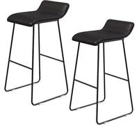 JAVPTAV Taburetes de Bar industriales de Cuero sintético con Respaldo y reposapiés for Pub, cafetería, hogar, Comedor, Cocina, Isla.(Black-2ps,70CM)