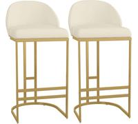 JAVPTAV Taburetes de Bar Modernos de Cuero sintético con Respaldo bajo y reposapiés for Pub, cafetería, hogar, Comedor, Cocina, Isla.(White-2ps,75cm)