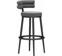 JAVPTAV Taburetes de Terciopelo, taburetes Altos con Respaldo, Taburete de 150 kg for Isla de Cocina, Taburete tapizado con reposapiés, sillas de Comedor for Bar.(Grey-1ps,65cm)