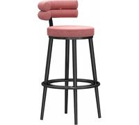 JAVPTAV Taburetes de Terciopelo, taburetes Altos con Respaldo, Taburete de 150 kg for Isla de Cocina, Taburete tapizado con reposapiés, sillas de Comedor for Bar.(Pink-1ps,75cm)