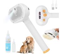 JAWADE Cepillo de vapor 3 en 1 para mascotas, cepillo para perros y gatos para gatos de interior, respetuoso con la piel, cepillo de aseo autolimpiante para perros y gatos, herramienta de depilación