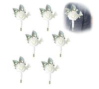 JAWAI 6 Pieza Ramilletes Bodas, Novio Ramillete de Rosa, Rose Boutonniere, Boda Boutonniere y Flor de Boda, Decoración de Traje, para Bodas, Banquetes de Compromiso, Cenas Oficiales y Otras Fiestas