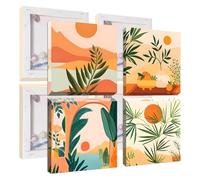 Jawecci 4Pcs Paisaje Pintar por Numeros con Marco Adultos, DIY Pintura por Números, Blumen Paint by Numbers 6 7 8 9 10 Años Niños DIY para con Pinceles 20X20cm