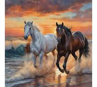 Jawecci Caballo Diamond Painting Kit Completo, Animal Cuadro Diamantes Adultos DIY Cristal 5D Pintura De Diamante Painting Para Decoración De Pared Del Hogar 30X30cm