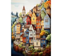 Jawecci Paisaje Diamond Painting Kit Completo, Casa Cuadro Diamantes Adultos DIY Cristal 5D Pintura De Diamante Painting Para Decoración De Pared Del Hogar 30x40cm