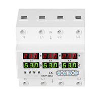 JAWL Dispositivo de Protección de Energía de Pantalla Digital Trifásica AC220V 380V Fácil de Instalar bajo Protector contra Sobretensiones Ajustable para el Hogar (63A)