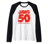 Jaws 50th Anniversary Bold Logo Shark Fin Camiseta Manga Raglan
