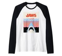 Jaws 50th Anniversary Poster Wave Lines Front & Back Camiseta Manga Raglan
