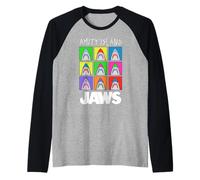 Jaws Amity Island Pop Art Sharks Camiseta Manga Raglan