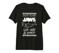 Jaws Amity Island Sun Surf & Sharks Camiseta Premium