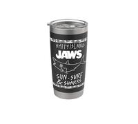 Jaws Amity Island Sun Surf & Sharks Vaso térmico de acero inoxidable de doble pared