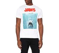 Jaws Camiseta con póster de película para Hombre, Blanco (White White), M