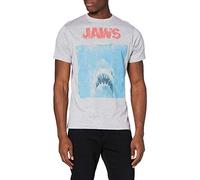 Jaws Póster de película Camiseta-Camisa, Gris (Grey Marl SPO), XL para Hombre