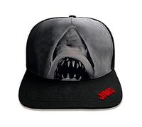 Jaws El tiburón - Gorra con visera - Tamaño ajustable - Modelo con impresión frontal - Póster de película - Producto con licencia oficial - Ideal para la mayoría de las dimensiones - Negro (Talla única)