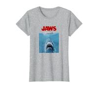 Jaws Oversize Poster Camiseta, Mujer, Gris Jaspeado, XXL