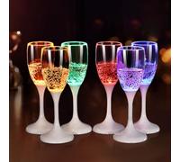 JAWSEU 6 copas de champán de plástico reutilizables posavasos con luz LED copas de cóctel copas de champán para bodas fiestas y Navidad