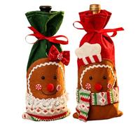 JAWSEU Bolsa Reutilizable para Botellas de Vino de Navidad 2 Piezas Fundas para Botellas de Vino de Navidad Bolsas decoración de Mesa de Fiesta de Boda de Navidad