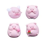 JAWSEU Figura de Cerdito de la Suerte 4 Piezas Cerdito Rosa minifigura de Cerdo de Resina para Coche decoración para Tartas Estatua de Cerdo de la Suerte para el hogar