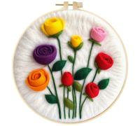 JAWSEU Kit de bordado completo kit de bricolaje con aguja perforadora kit de fieltro de lana kit de inicio de bordado kit de fieltro de aguja con herramienta de bordado para principiantes y adultos