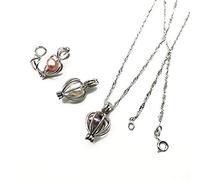 JAWSEU Perla de DiseñO de Corazones,Collar Creativo Caja Oyster Pearl Jaula Colgante Cadena Navidad Año Nuevo Regalo de Cumpleaños para Esposa Madre Hija,Perla Con Cadena
