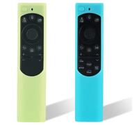 JAWUZ 2 fundas para control remoto Samsung Smart Solar Cell Remote 2021 2022 BN59-01357 BN59-01385 BN59-01265A, antideslizante, a prueba de golpes, brilla en la oscuridad (azul + amarillo)
