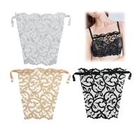 JAWUZ 3 Piezas Cubre Escote, Sujetador Insertado Superposición Panel De Moda Chaleco,Encaje Para Mujer Con Clip En Mock Camisole, Camisola Simulada Con Clip(A)