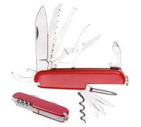 JAWUZ Navaja de bolsillo plegable de 9 x 2,4 x 1,4 cm, navaja suiza, navaja multiusos para acampar, mini navaja con 11 funciones (Roja)