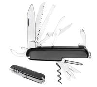 JAWUZ Navaja de bolsillo plegable de 9 x 2,4 x 1,4 cm, navaja suiza, navaja multiusos para acampar, mini navaja con 11 funciones (Negra)