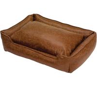 Jax & Bones Cama de salón de piel sintética vintage natural, grande