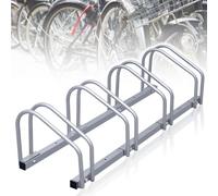 Jaxguom Aparcabicis de suelo para 4 bicicletas, distancia entre ruedas de 30 cm, ancho de neumático de 35-55 mm, acero inoxidable, tornillos de auto-bloqueo, montaje en suelo o pared, soporte múltiple