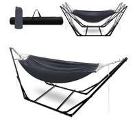 Jaxguom Hamaca con estructura plegable para jardín, estructura de metal para exteriores, con bolsa de transporte, estructura de metal de hasta 150 kg, para camping, jardín, piscina, balcón