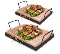 Jaxguom Juego de 2 piedras de sal XXL para barbacoa, 20 x 30 x 3 cm, sal con placa de hierro, reutilizable, sal de cristal original de las montañas