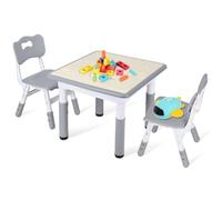 Jaxguom Mesa infantil con 4 sillas, altura regulable en 7 niveles, 60 x 60 cm
