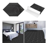 Jaxguom Suelo de vinilo autoadhesivo de 30 cm x 30 cm, 4 m²/44 azulejos, impermeable, aspecto de madera, para cocina, baño, mármol negro