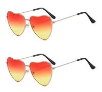 JAXICREY 2 pares de gafas de sol con forma de corazón, gafas de sol Aperoli, accesorios hippie, color naranja para JGA verano, cumpleaños, bodas, vacaciones, hawaiano, carnaval, 70s, 80s, regalo