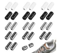 JAXICREY 24 cierres de cordones de cierre rápido para zapatos, cápsulas de metal, cuatro colores, clips y hebillas, cordones para zapatos, casquillos finales para zapatillas y zapatos casuales