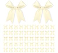 JAXICREY 50 lazos de color beis, 8,5 cm, pequeños lazos, mini regalo, lazo para árbol de Navidad, champán, para decoración de cumpleaños, fabricación de cinta de raso