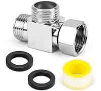 JAXICREY Adaptador de manguera de ducha en T de 1/2 pulgadas, válvula de conmutación de agua, válvula de ángulo con 2 salidas, junta de cinta de PTFE para ducha, grifo de baño (20 mm de diámetro)