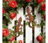 Jaxuzegs Geco Oxidada Oxidados 1 Juego de 2 Gecko Decoración de Jardín Adecuado para Uso en Exteriores Patios Vallas y árboles,Rust,x1